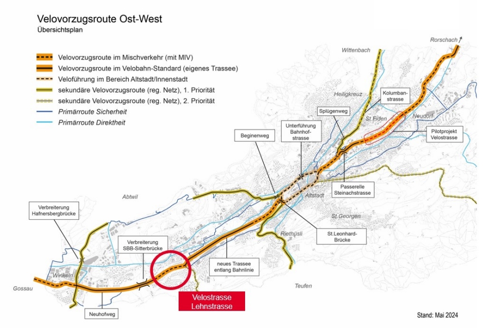 Velovorzugsroute mit Lehnstrasse